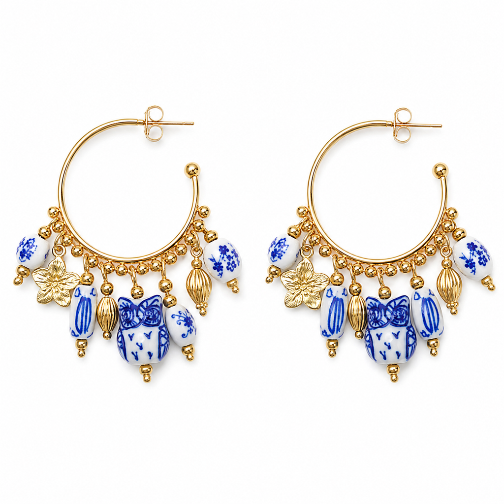Petite Porcelain Charm Hoops