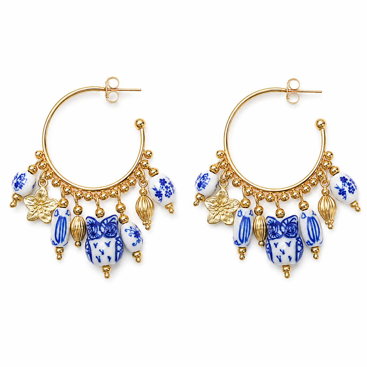 Petite Porcelain Charm Hoops