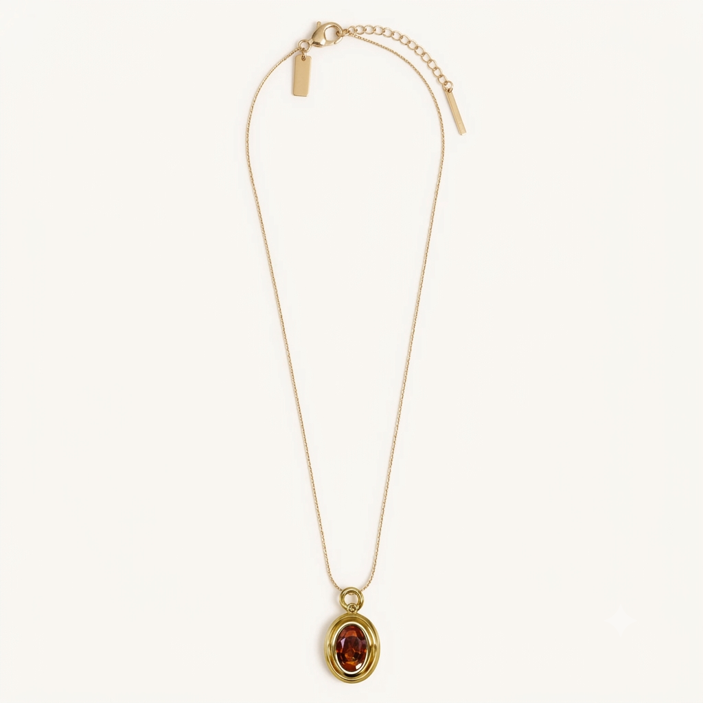 Ruby Oval Pendant Necklace