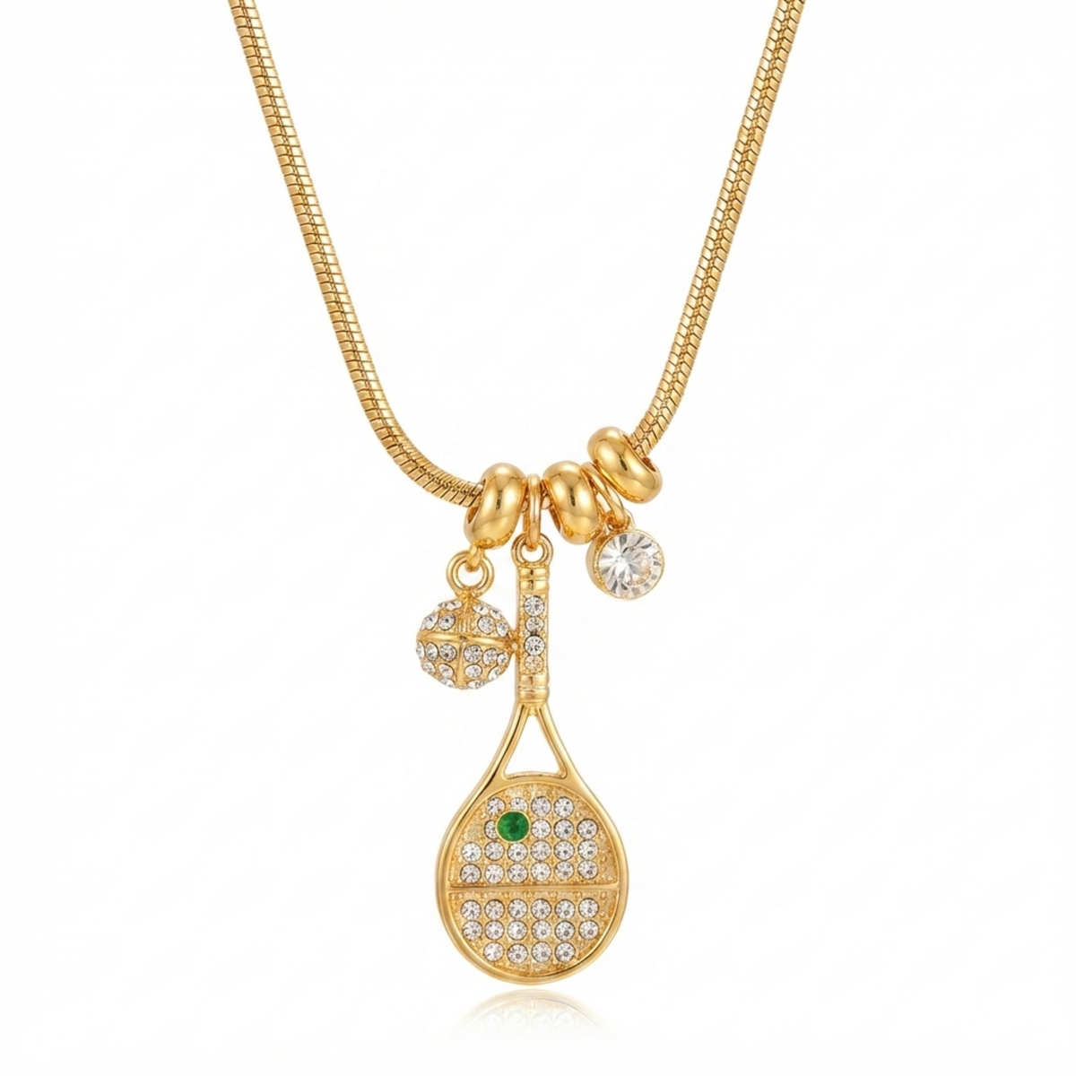 Crystal Tennis Racket Charm Necklace product image