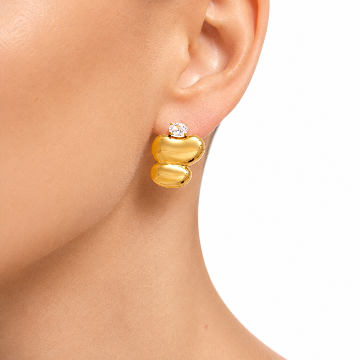 Crystal Double-Pebble Drop Earrings model image