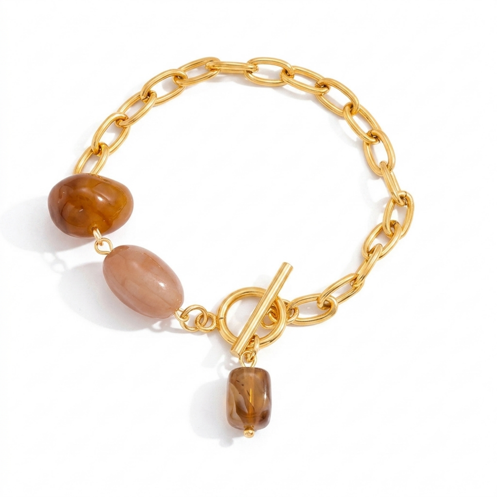 Amber and Rose Quartz Toggle Bracelet product image