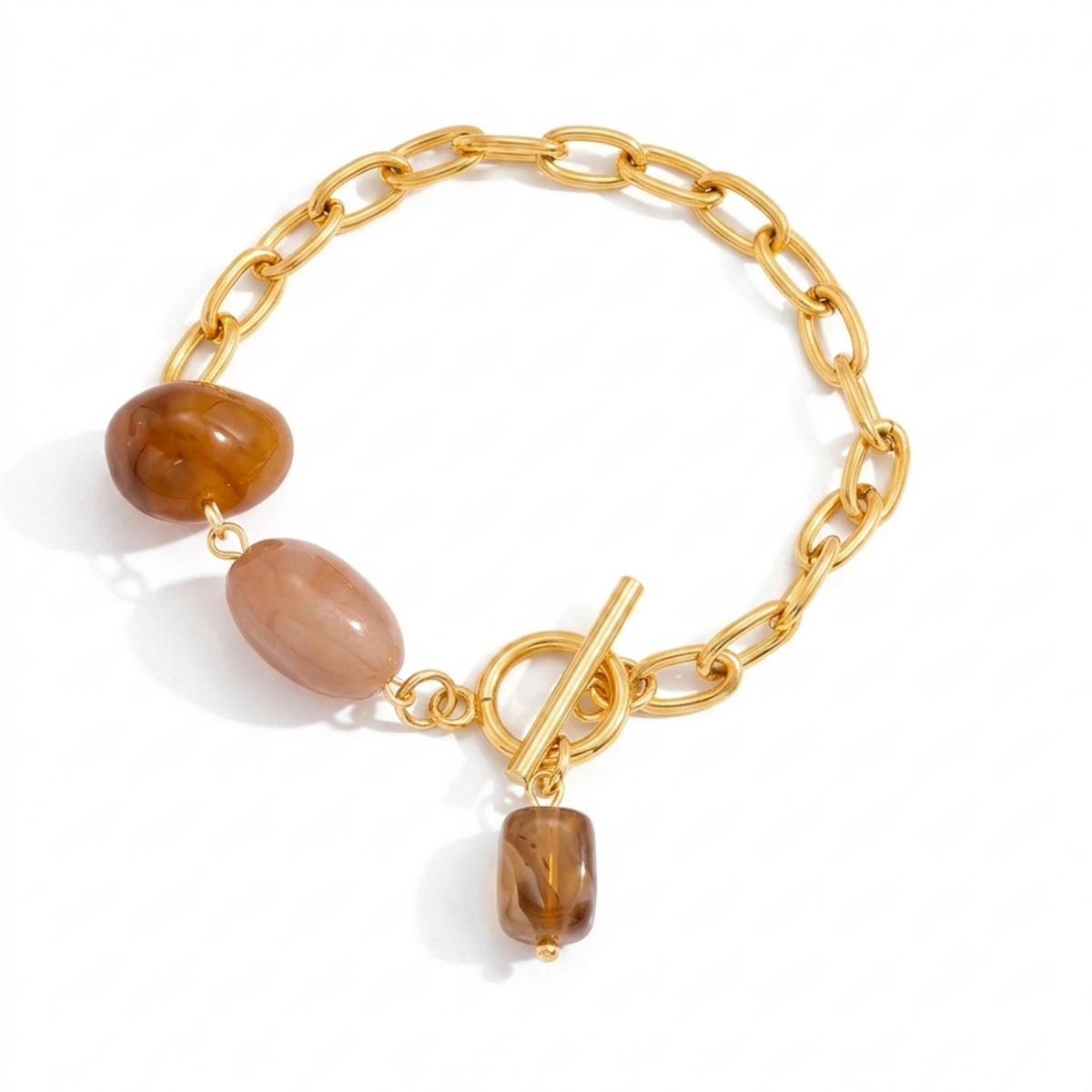 Amber and Rose Quartz Toggle Bracelet product image