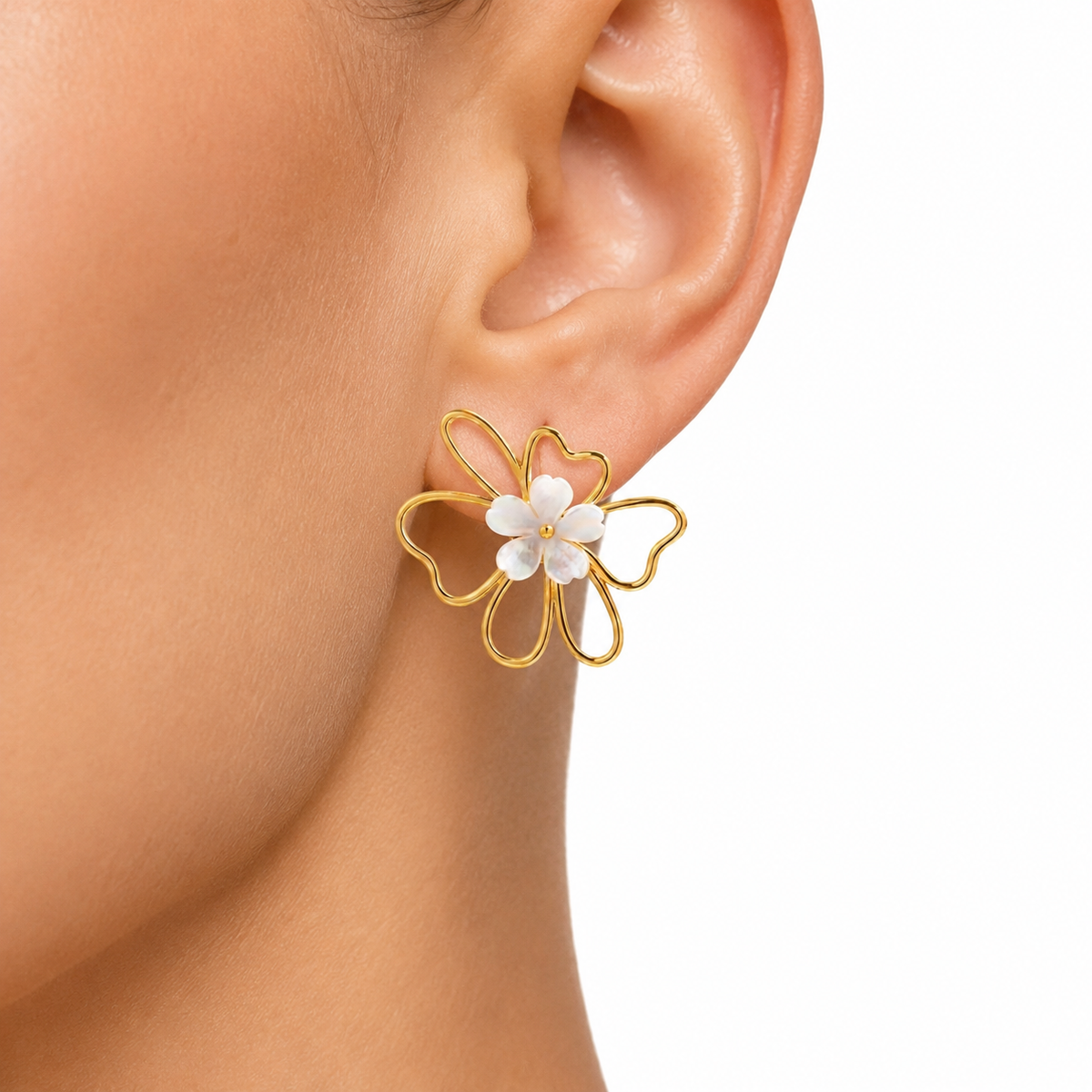 Mother-of-Pearl Floral Earrings model image