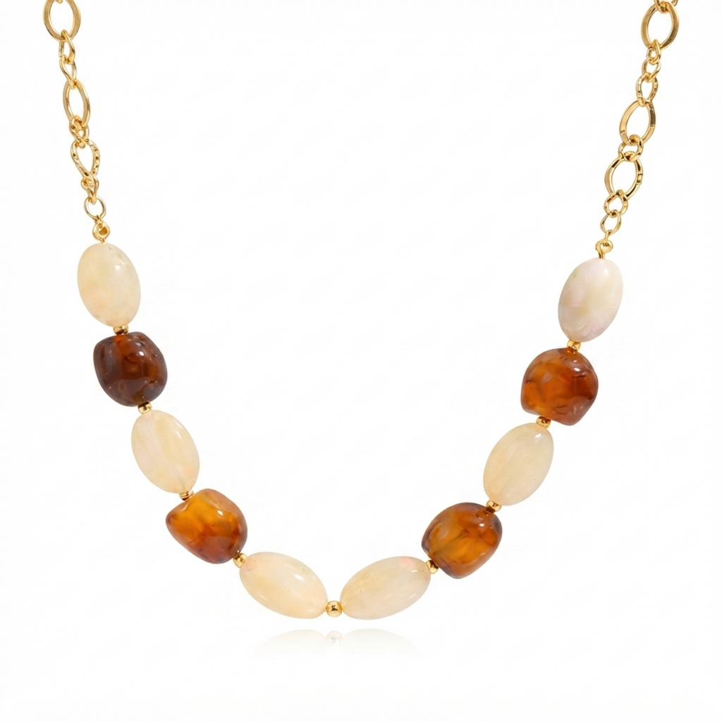 Amber and Ivory Bead Necklace product image