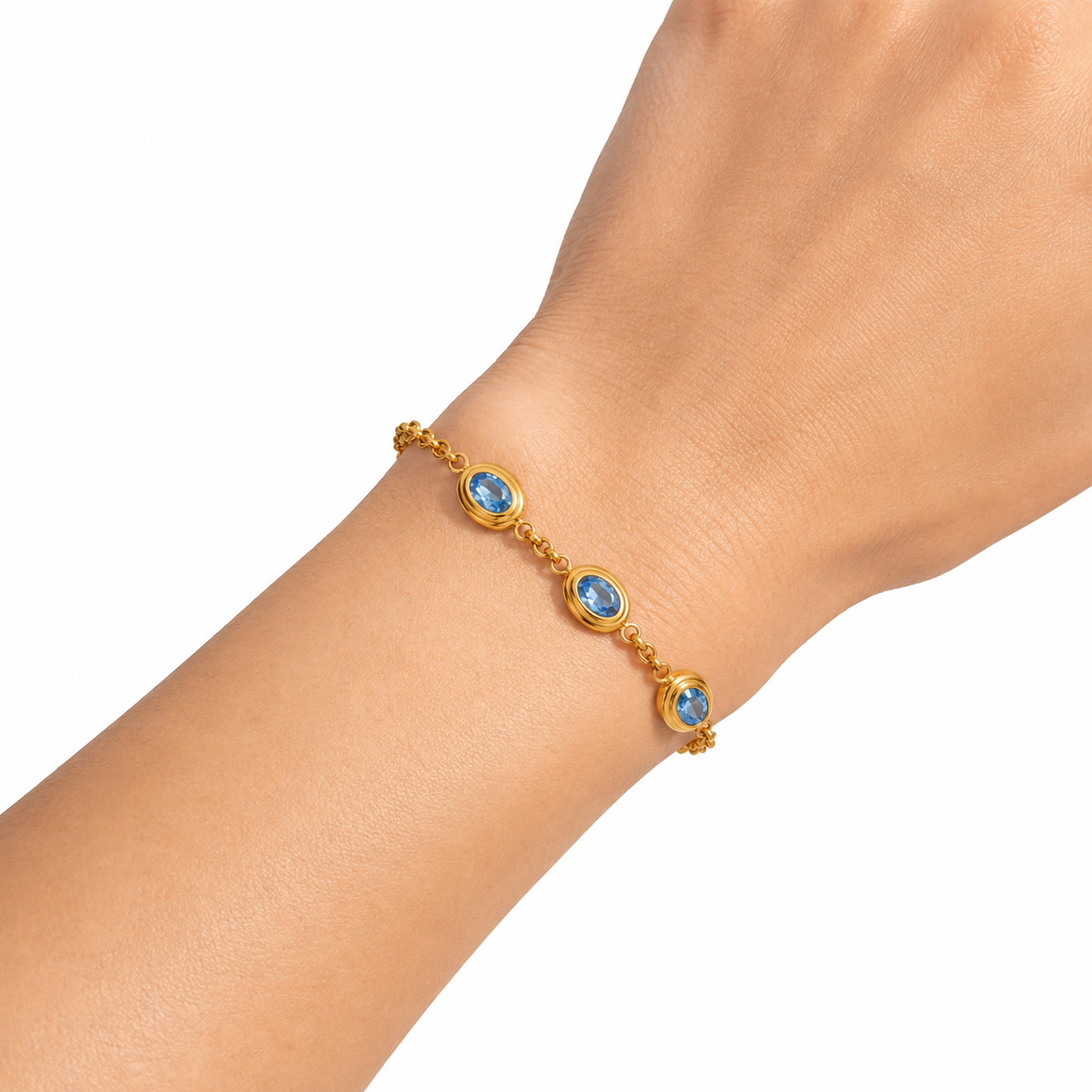 Blue Oval Crystal Bracelet model image