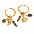 Sun Moon Tiger Eye Charm Hoops product image