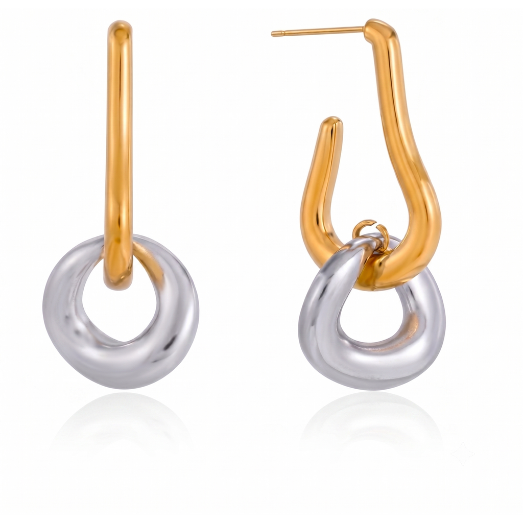 Two-Tone Drop Link Earrings product image
