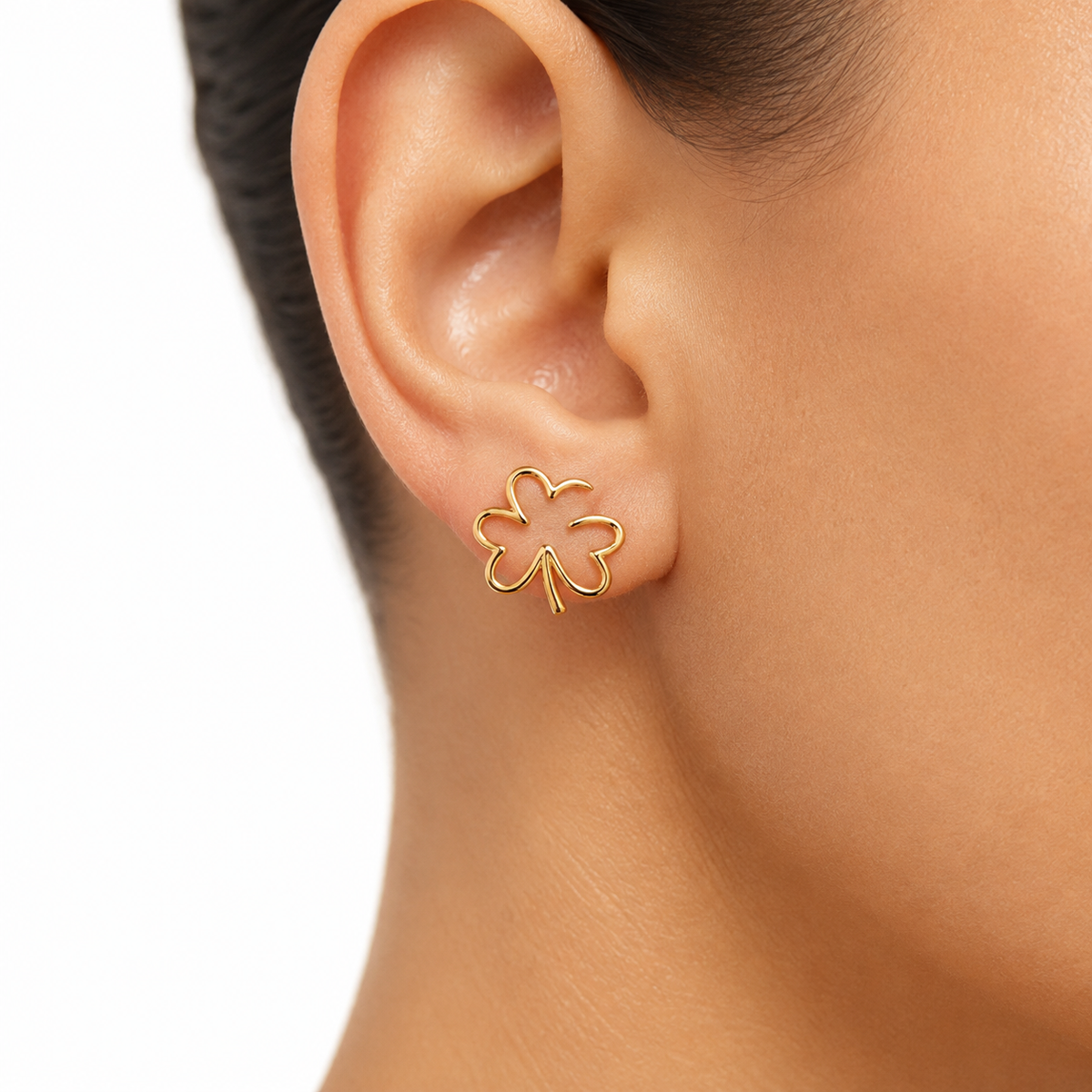 Four-Leaf Clover Hoop Earrings model image