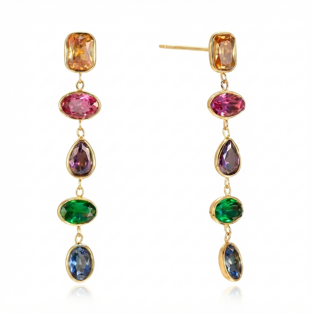 Rainbow Five-Stone Drop Earrings product image