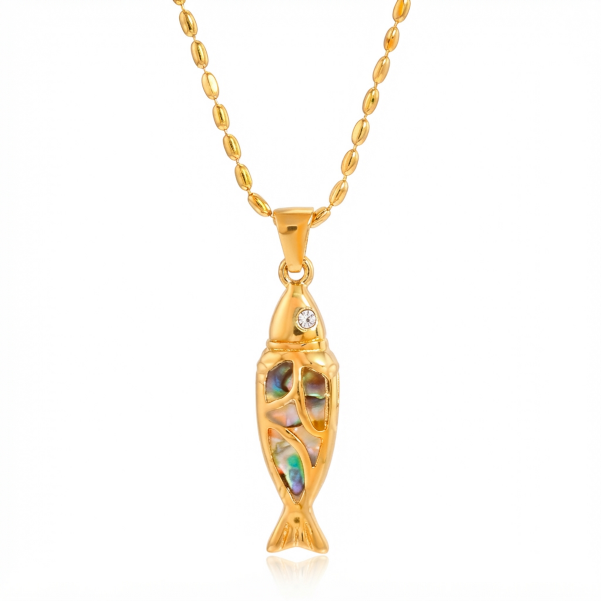 Mother-of-Pearl Mosaic Fish Necklace product image