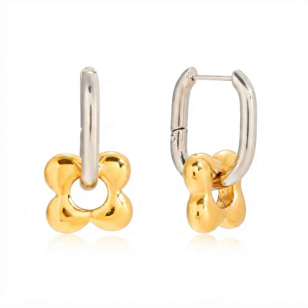 Two-Tone Clover Link Earrings product image