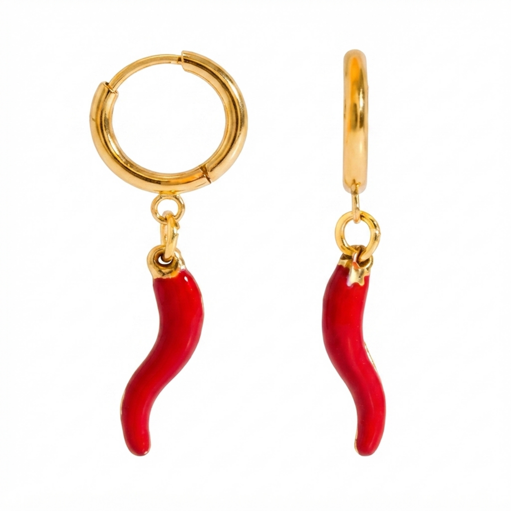 Red Chilli Charm Hoop Earrings product image