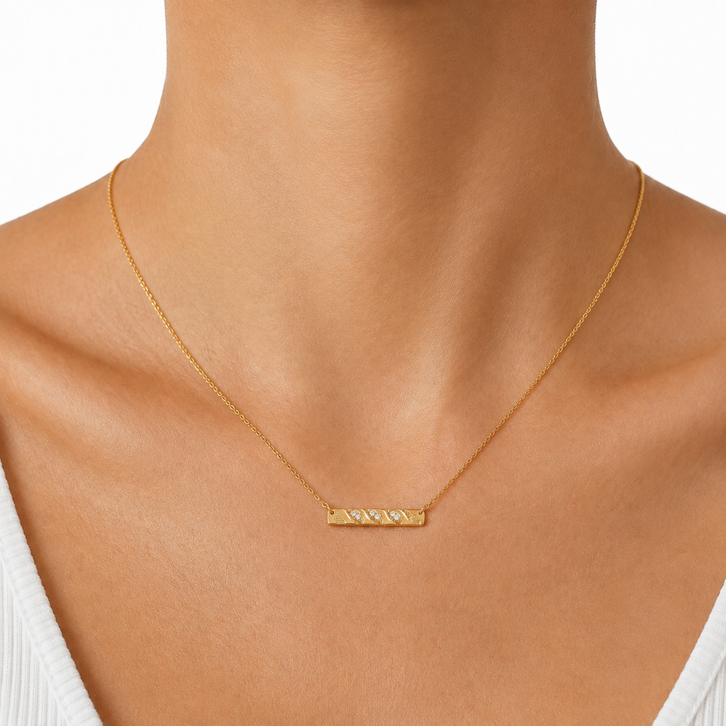 Crystal Leaf Bar Necklace model image