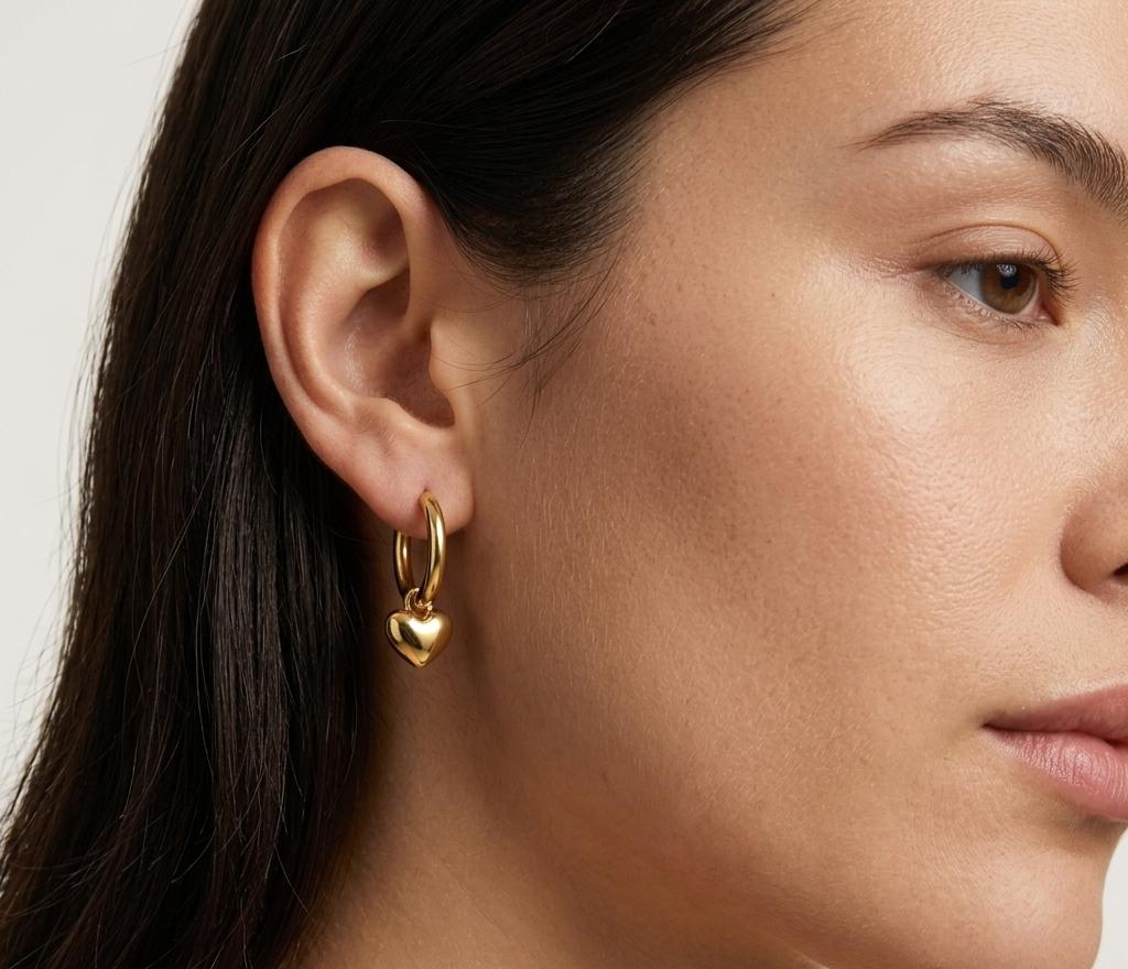 Heart Charm Hoop Earrings