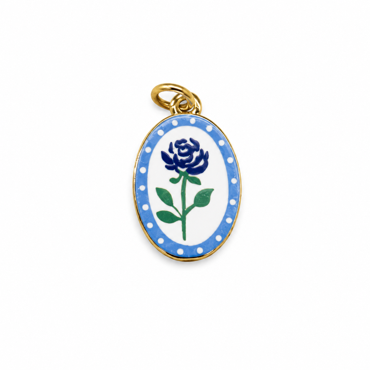Blue Rose Polka-Dot Porcelain Pendant product image