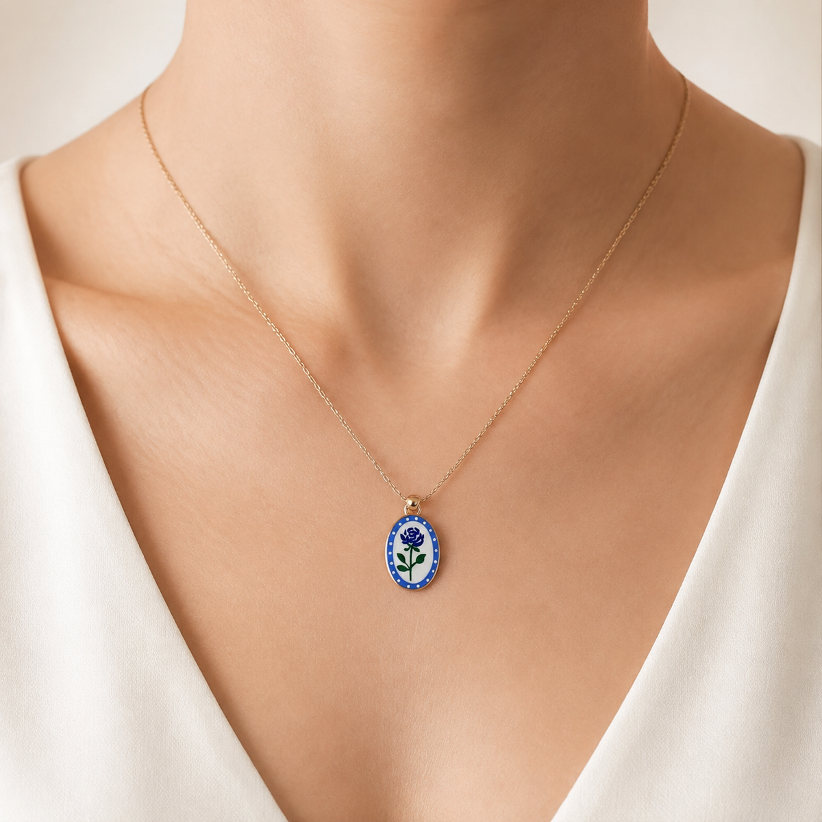 Blue Rose Porcelain Pendant model image