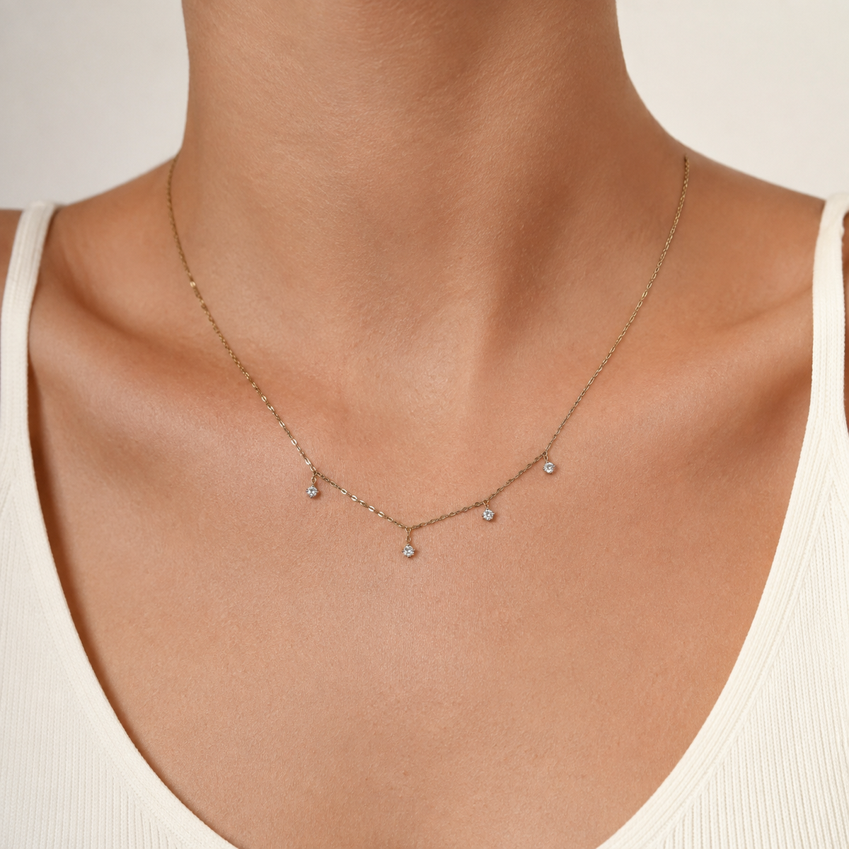 Crystal Drop Chain Necklace model image