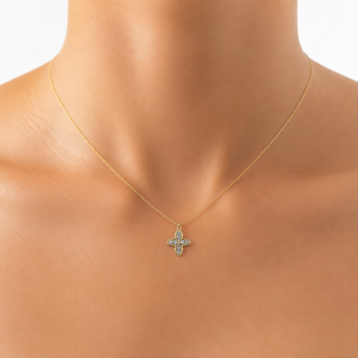 Crystal Four-Petal Cross Pendant model image