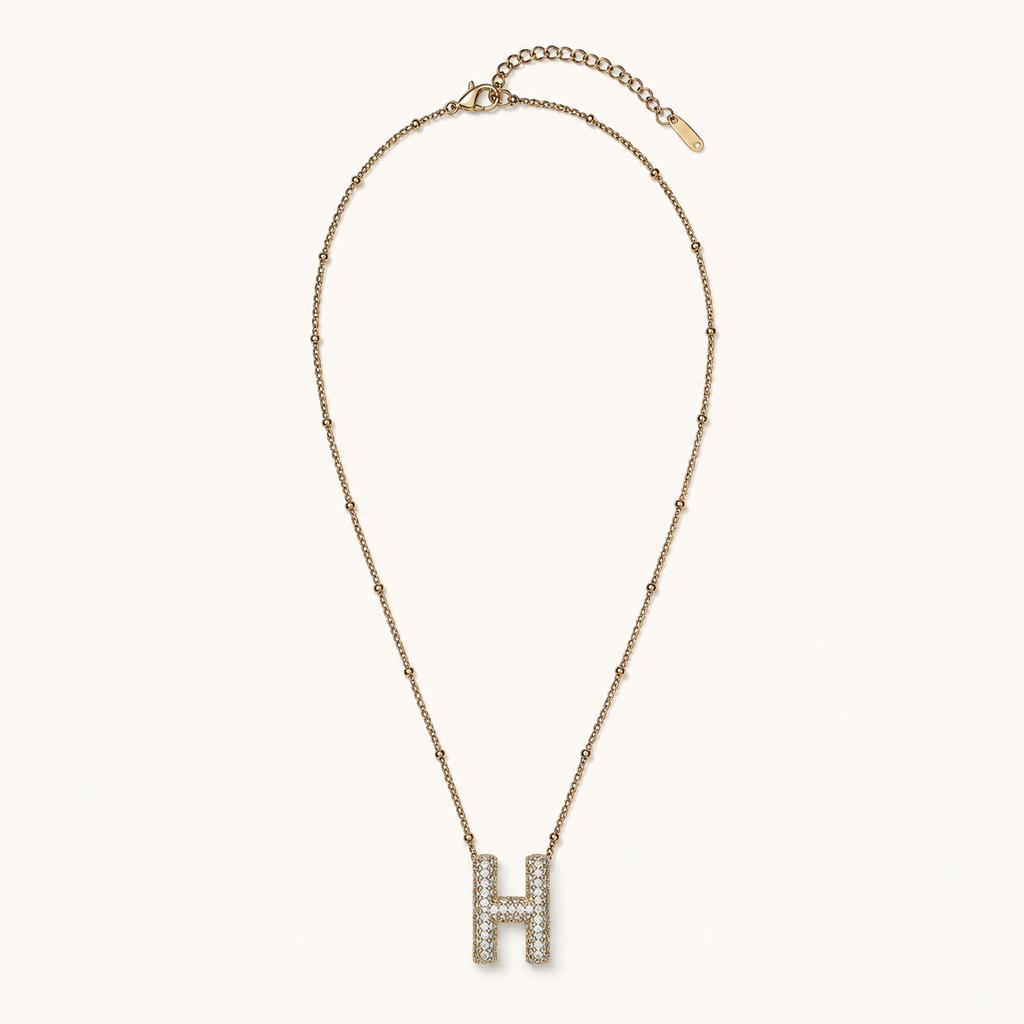 H Initial Crystal Necklace product image