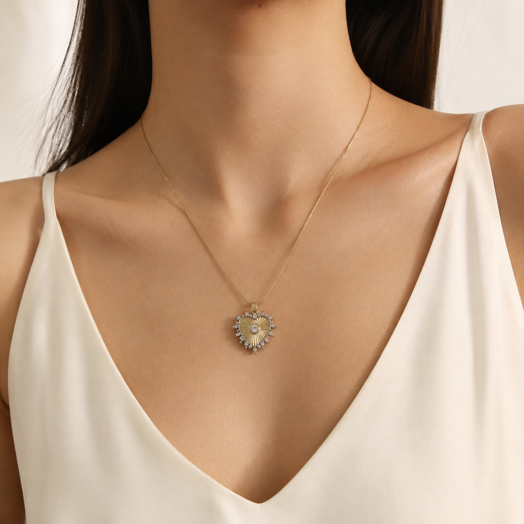 Halo Heart Pendant Necklace model image
