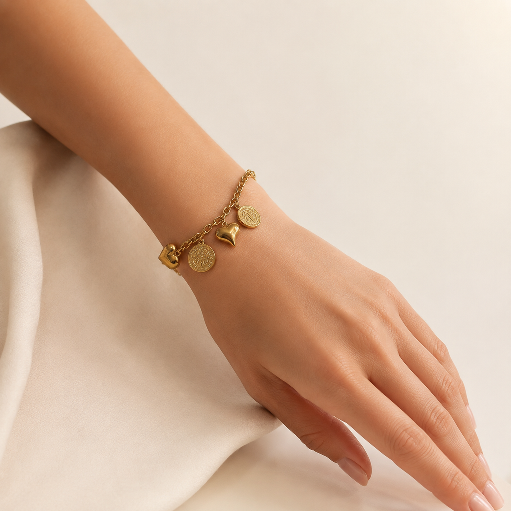 Heart & Coin Charm Bracelet model image