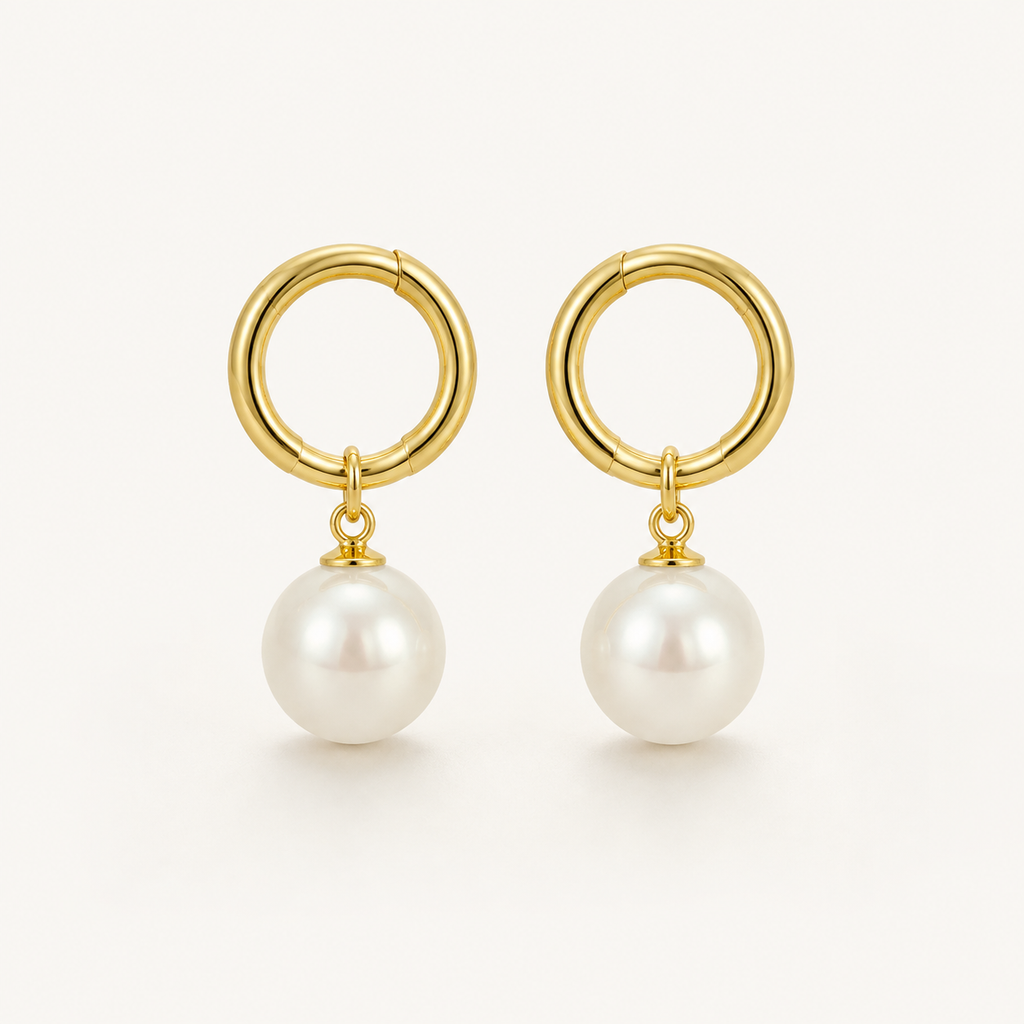 Pearl Drop Hoop Earrings product image