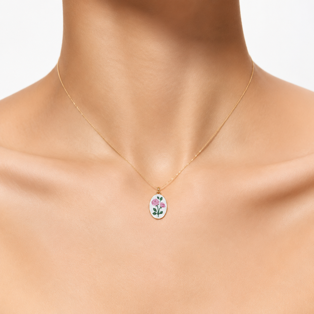 Pink Double Rose Porcelain Pendant model image