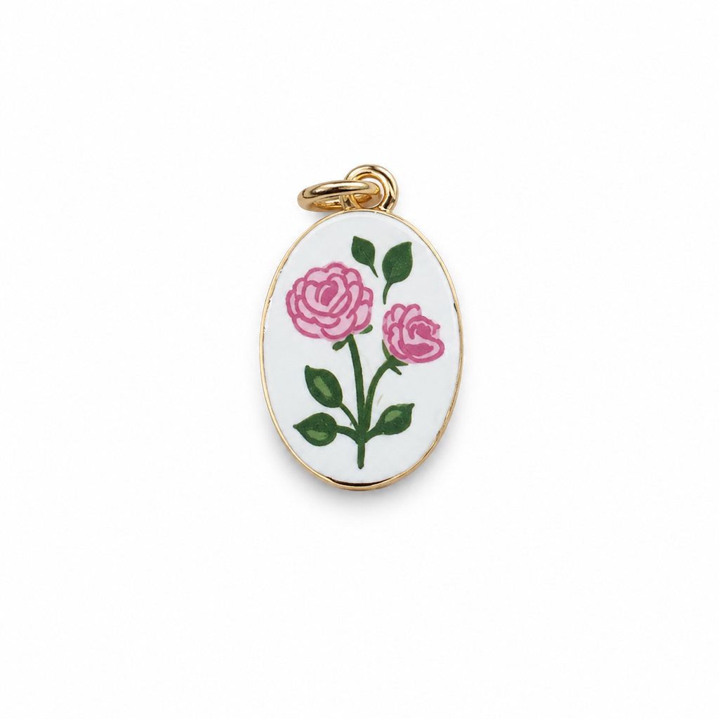 Pink Double Rose Porcelain Pendant product image