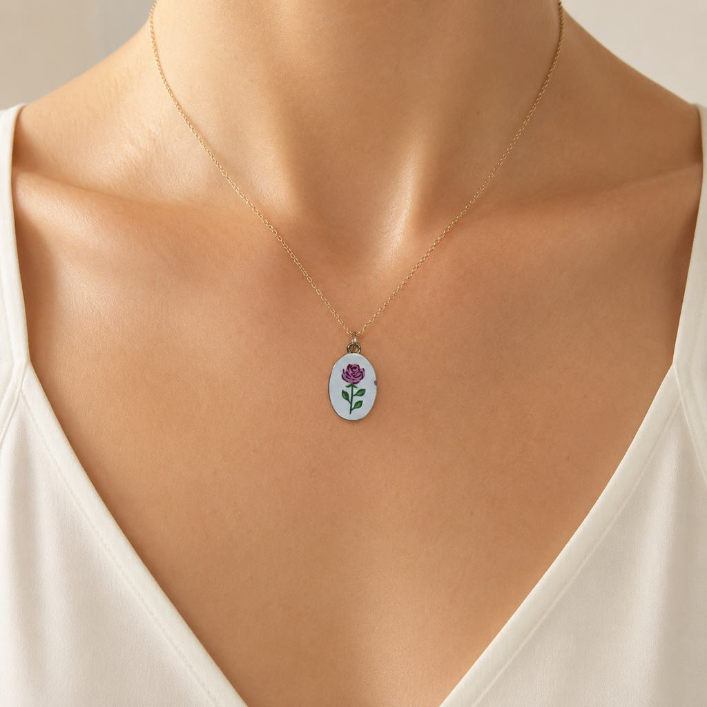 Pink Rose Porcelain Pendant model image