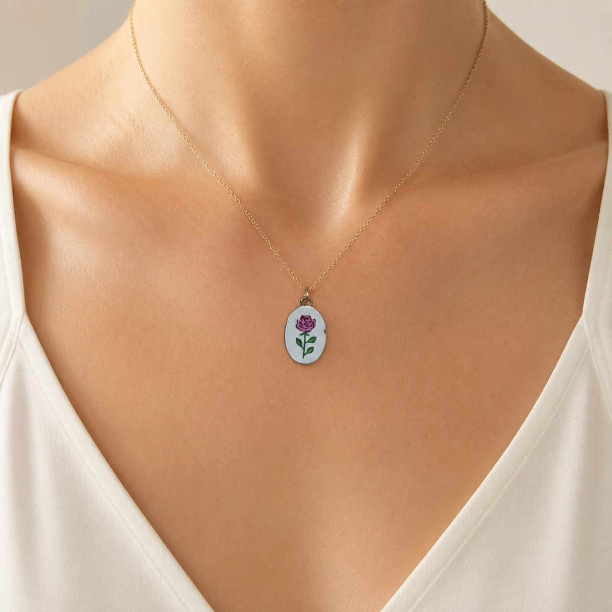 Pink Rose Porcelain Pendant model image