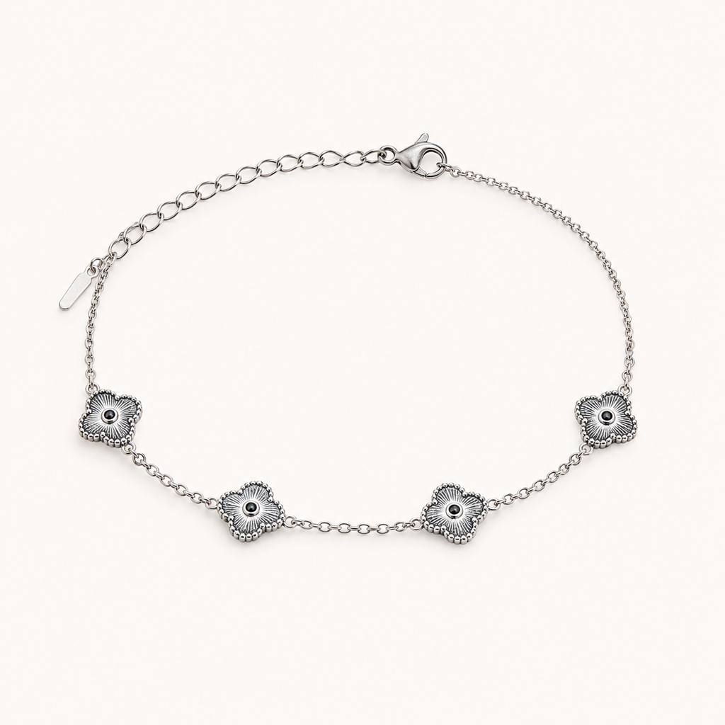 Silver Clover Station Necklace product image