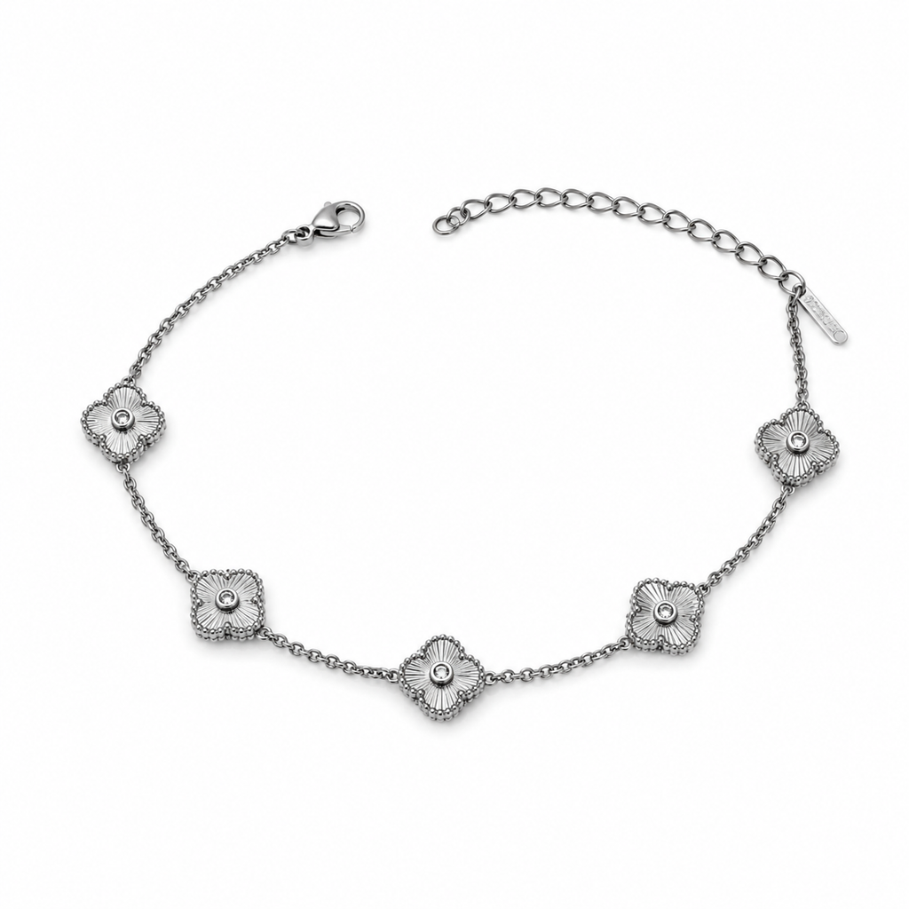 Silver Five-Flower Station Bracelet product image