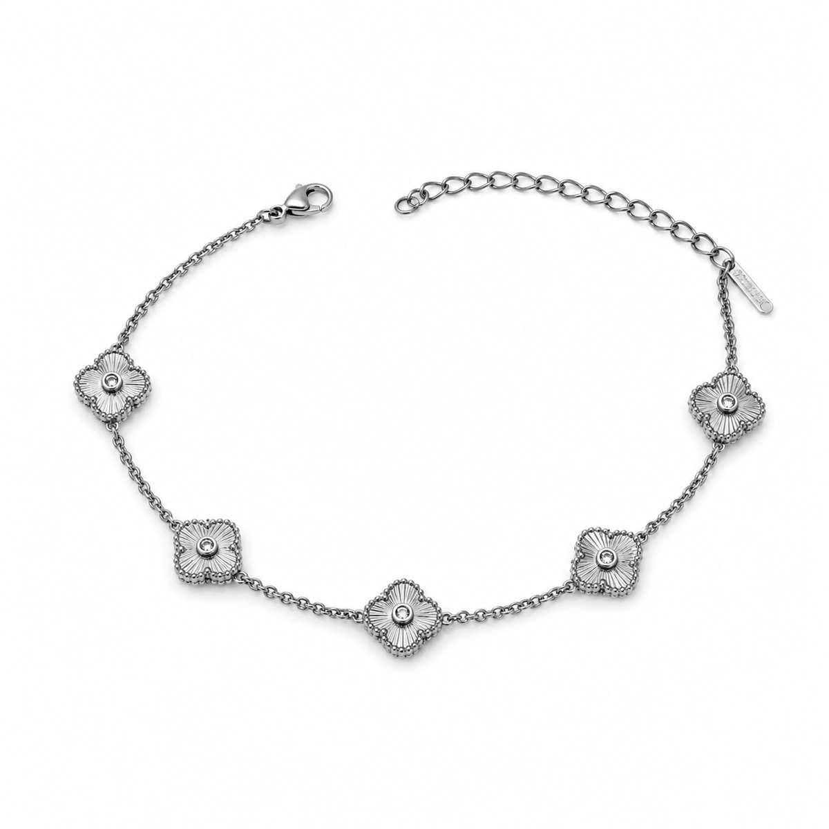 Silver Five-Flower Station Bracelet product image