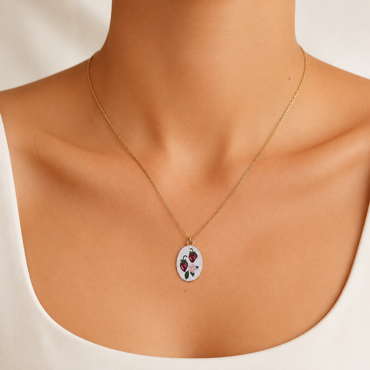 Strawberry Blossom Porcelain Pendant model image