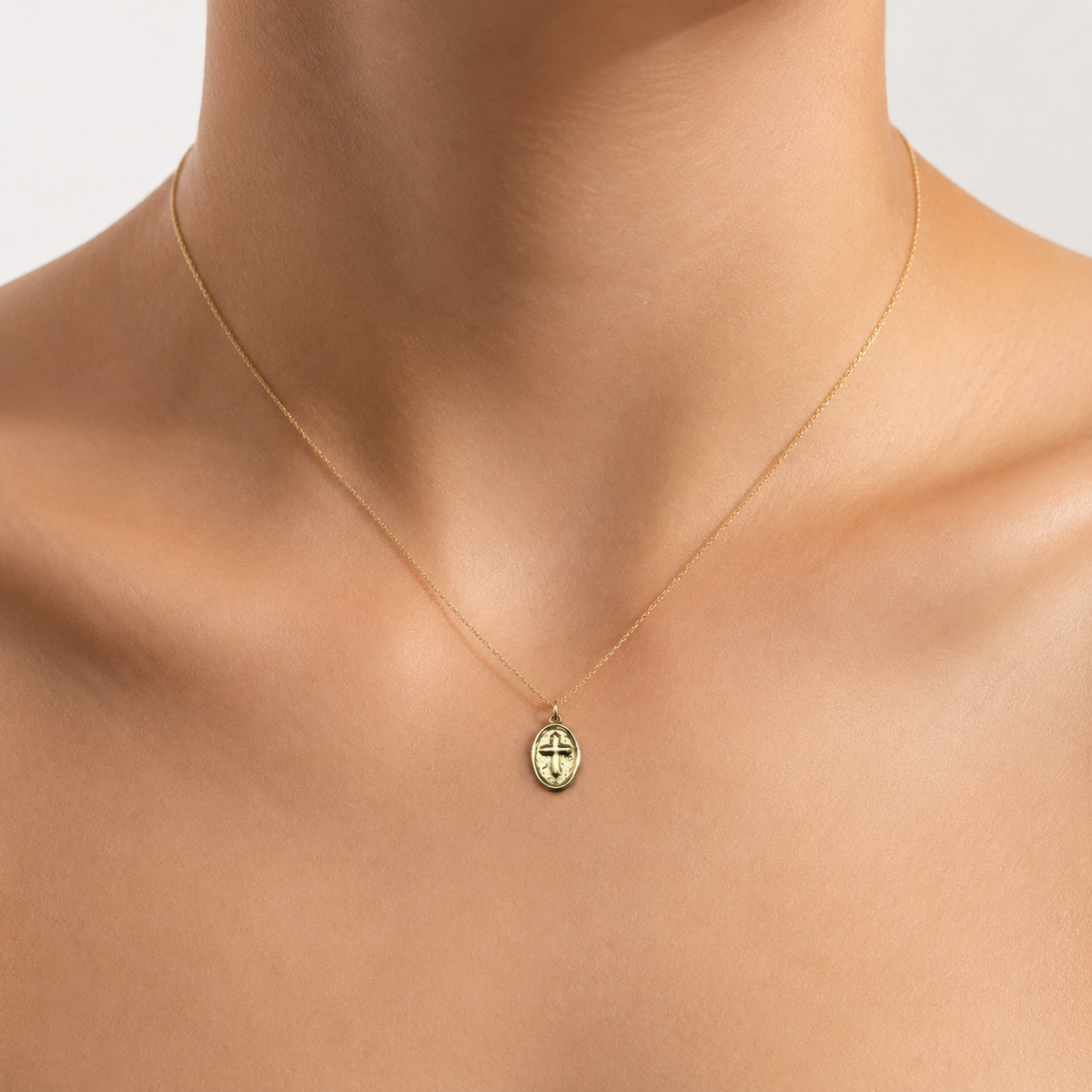 Textured Cross Medallion Pendant model image