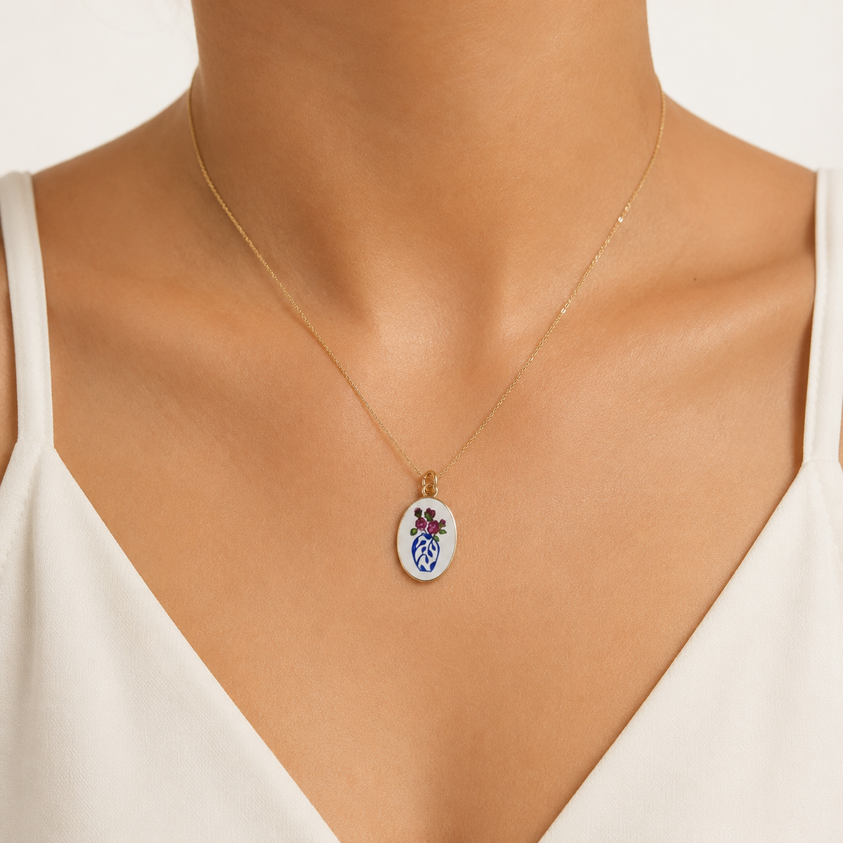 Vase & Rose Porcelain Pendant model image