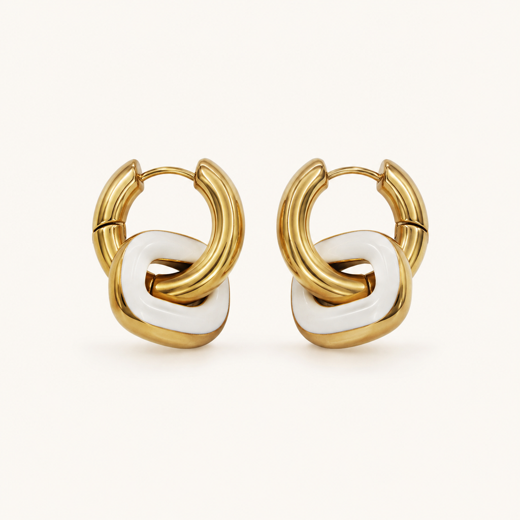 White Enamel Knot Hoops product image