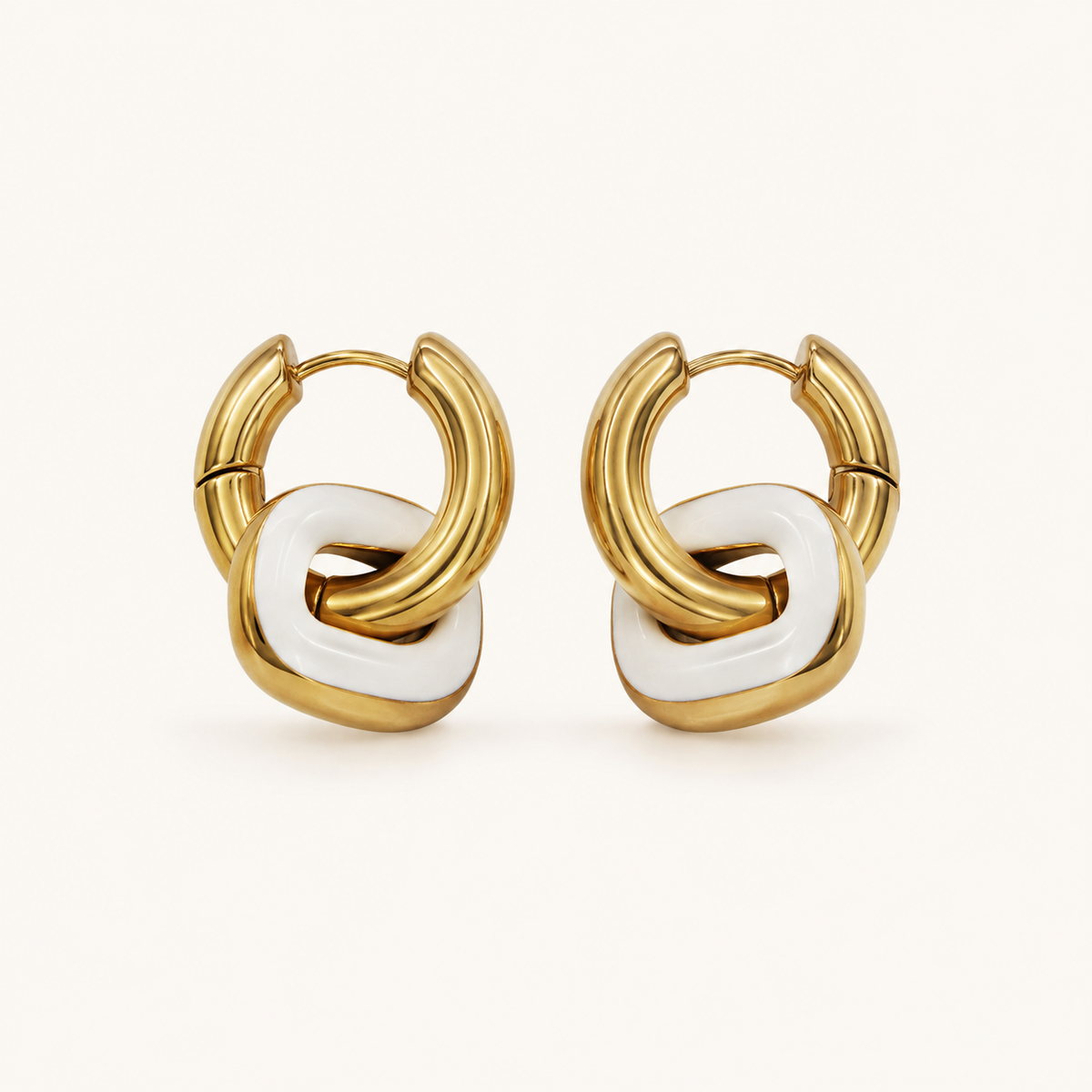 White Enamel Knot Hoops product image